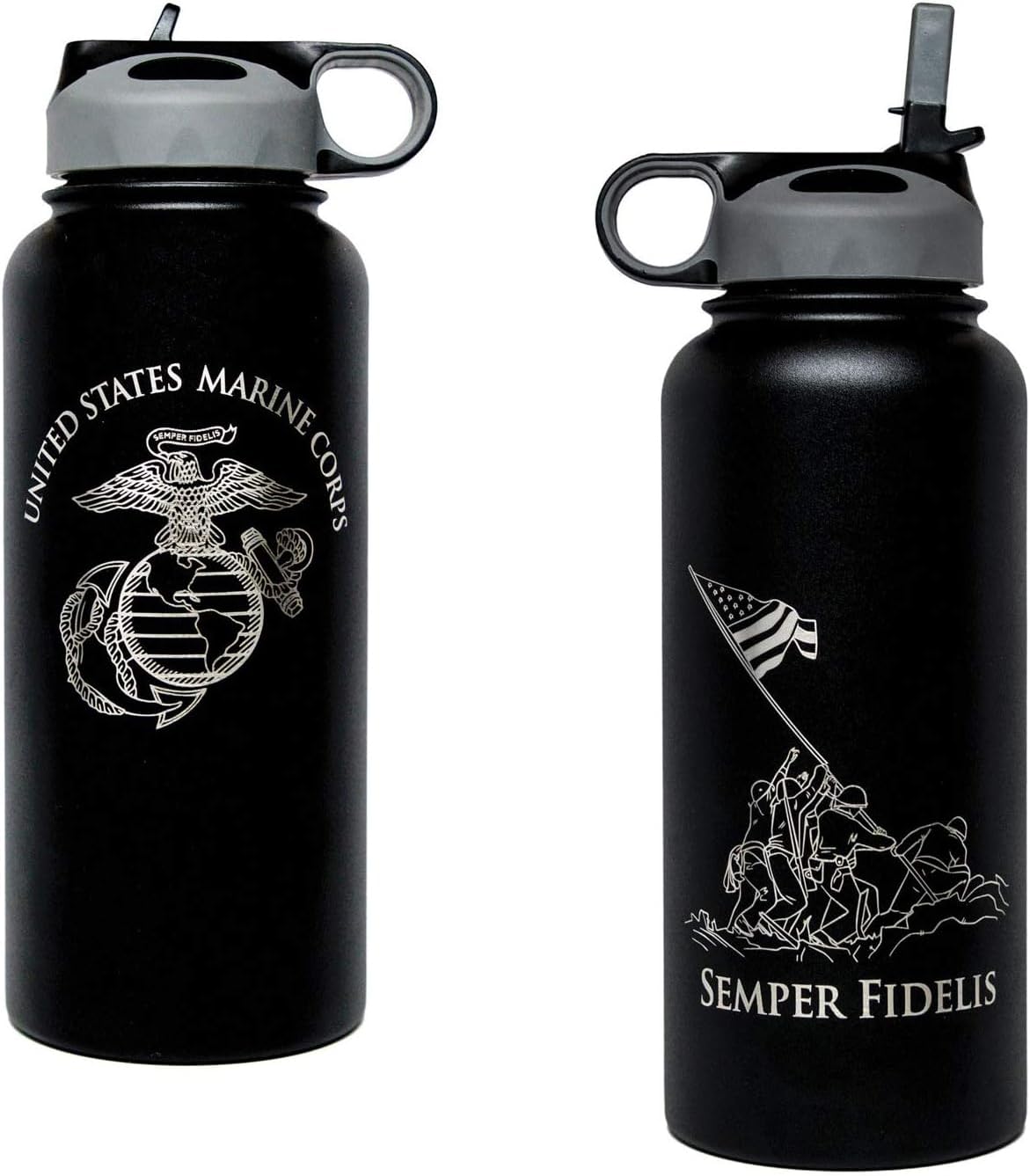 32oz USMC Stainless Steel Marine Corps Water Bottle - Double Wall Vacuum Insulated