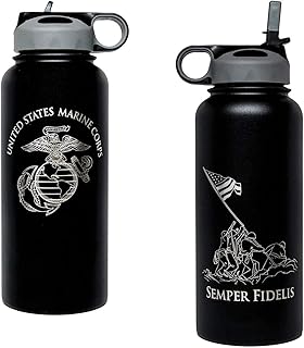 32oz USMC Stainless Steel Marine Corps Water Bottle - Double Wall Vacuum Insulated