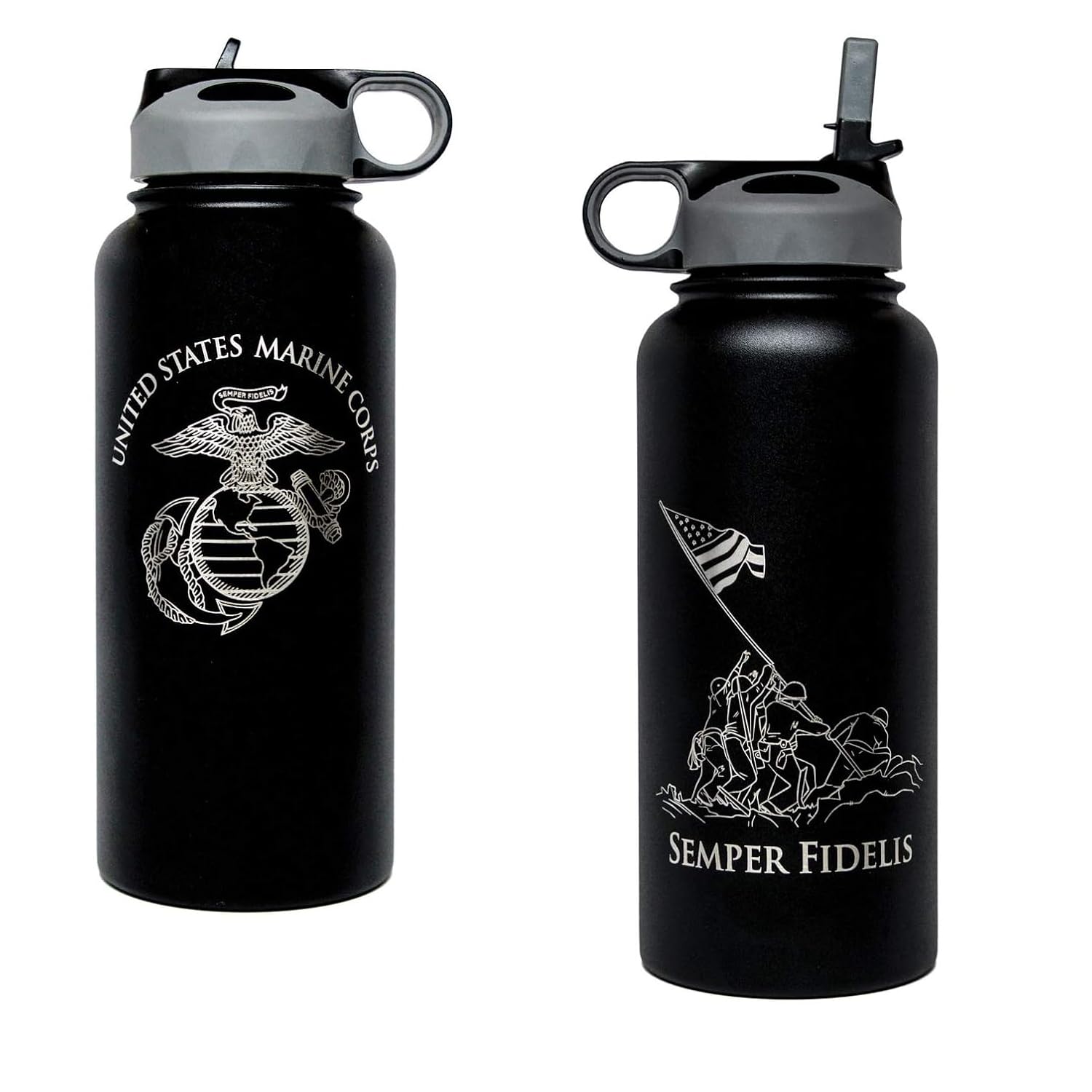 32oz USMC Stainless Steel Marine Corps Water Bottle - Double Wall Vacuum Insulated