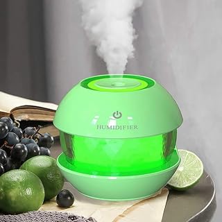 YIKAY Mini nawilżacz powietrza z wentylatorem USB, kolorowe światło nocne, nebulizator do biura, sypialni, samochodu, zielony