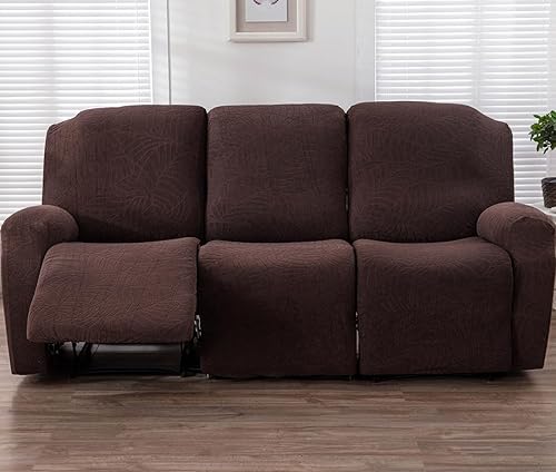 vctops Fundas repelentes al agua para sofá reclinable de 8 piezas, diseño de hojas jacquard, elásticas, suaves para sofá reclinable de 3 cojines, disponible en Yaxa Peru
