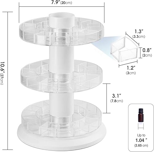 Miniatura 6 de J JACKCUBE DESIGN Soporte giratorio de exhibición de aceite esencial para 45 botellas (hasta 72), organizador de 3 niveles de almacenamiento -