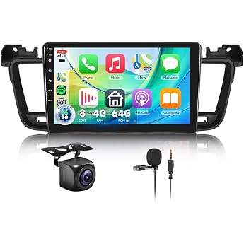 8 Core 4 + 64G Hodozzy Carplay Car Radio for Peugeot 508 2011-2018 9 Inch Touchscreen Android Car Radio with Android Car/WiFi/GPS/RDS/FM/Bluetooth/USB + Reversing Camera