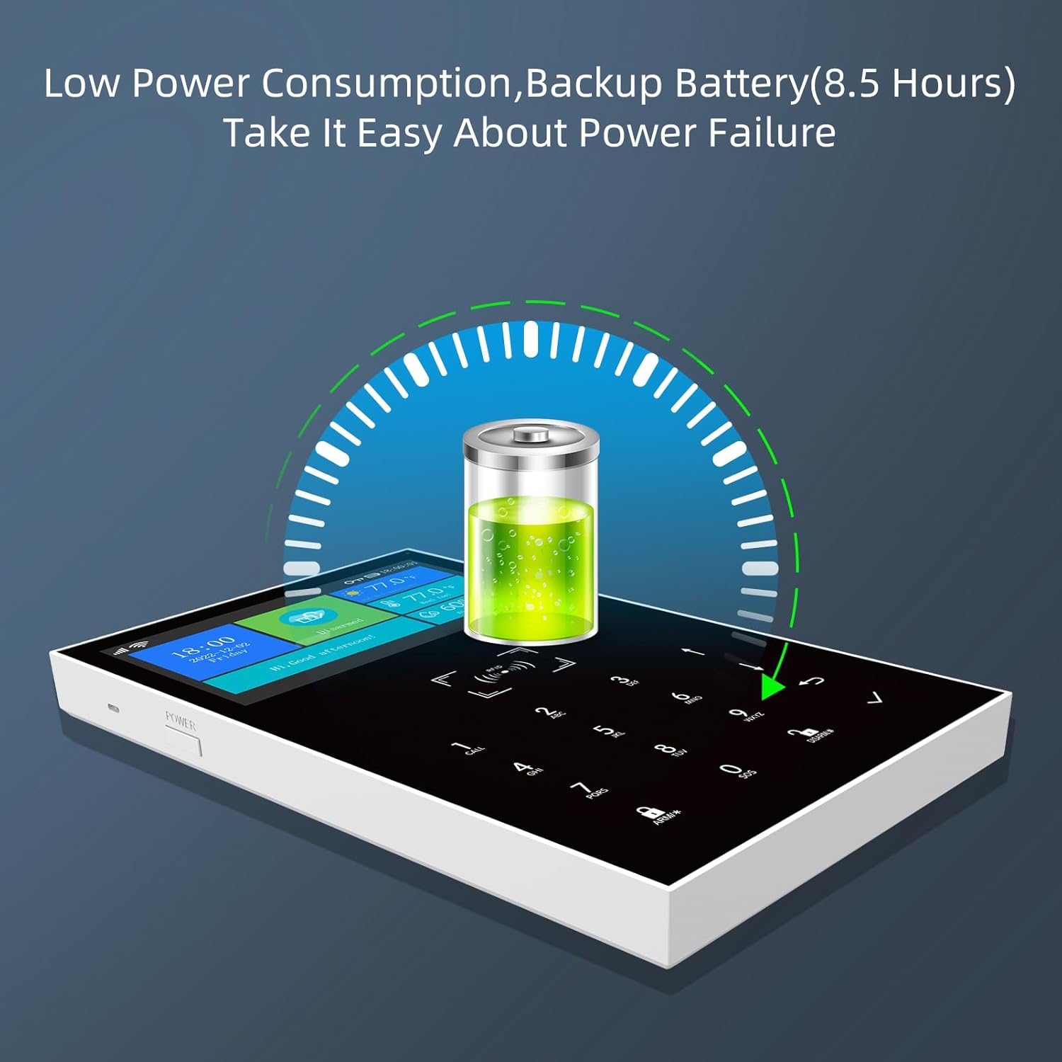 Backup battery for alarm hub