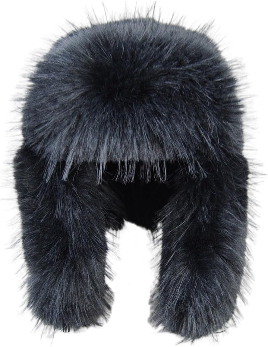 Winter Trapper Hat for Women Men, Faux Fur Warm Cap