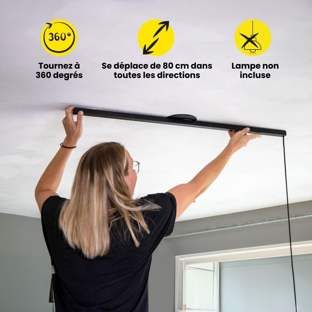 Lightswing® Single Système de Suspension pour 1 Lampe Suspendue - Noir Mat - 90 cm - Système de Lampe Réglable - Facile à Installer - Lampe Suspendue - Suspension de Lampe