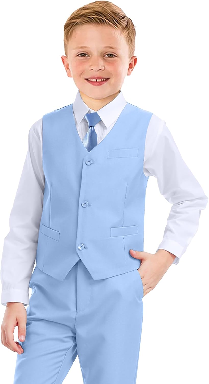 Boys Formal Suit 5 Piece Set, Toddler Tuxedos for Wedding, Suits for Teens Boy Dress School Clothes