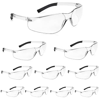Salfboy 10 Pack Clear Safety Glasses with ANSI Z87.1 Scratch Resistant Eyewear for Women Man Lab Goggles Eye Protection