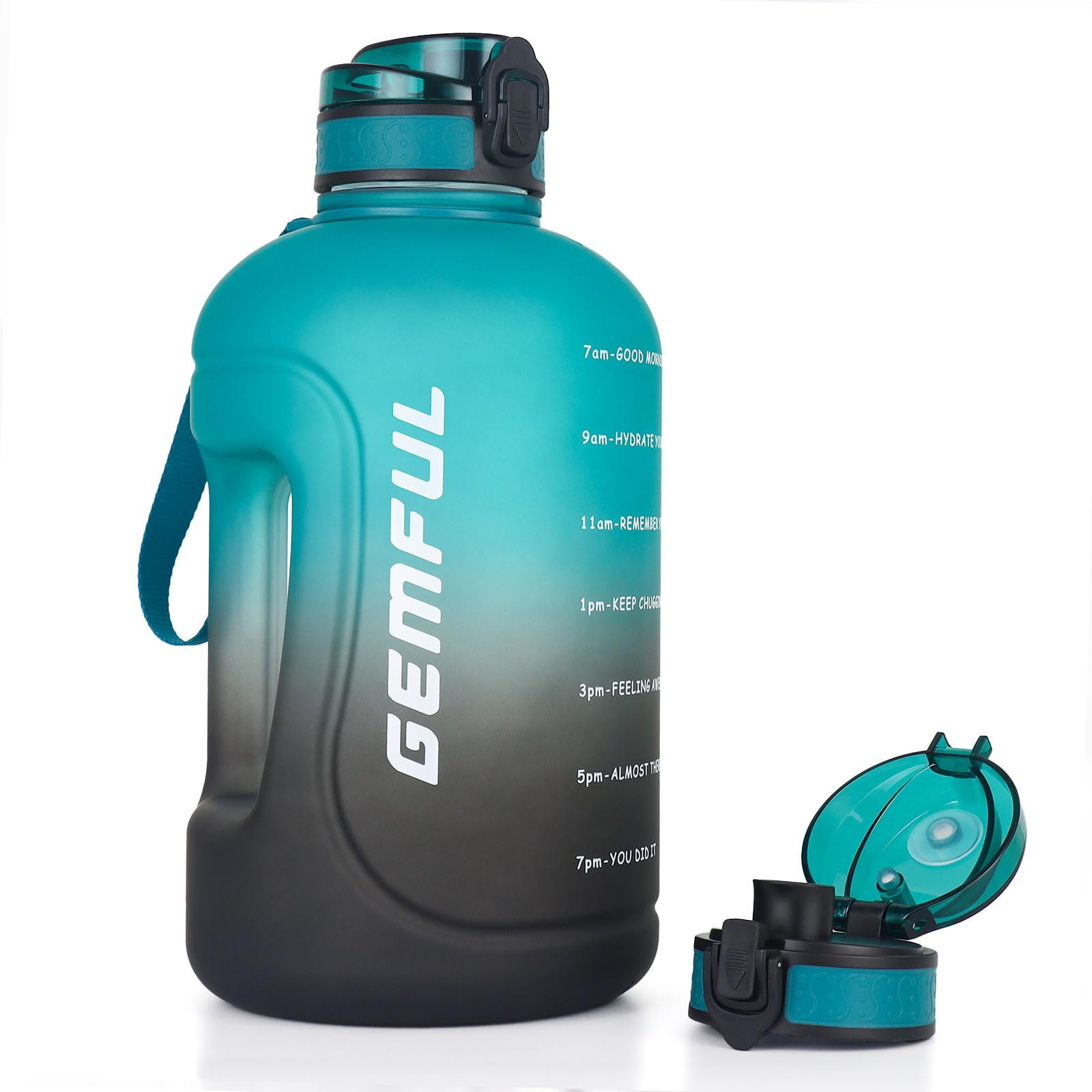 GEMFUL 3L Fitness Jug with Straw Time Marker Motivational Sport Flask