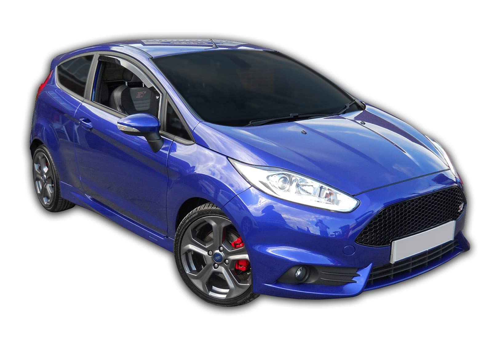 J&J AUTOMOTIVE GP Deflettori d'Aria per Ford Fiesta 7 3-Porte 2008-2017, Set da 2 Pezzi, Antiturbo Antivento Antipioggia, Anteriore Nero fumé Oscurato