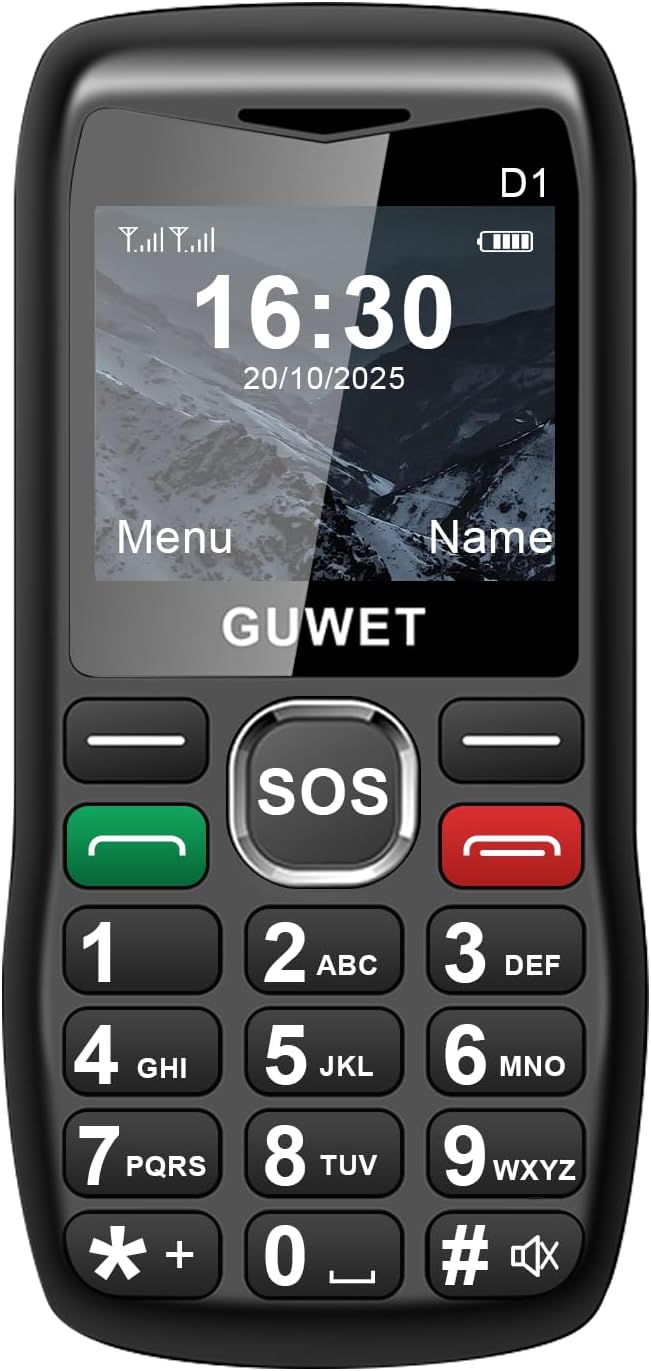 2G Big Button Mobile Phone for Elderly, 2G Basic Phone with SOS Emergency Button | Large Buttons | Large Volume | 1600mAh Battery | Flashligh | FM Radio | Black
