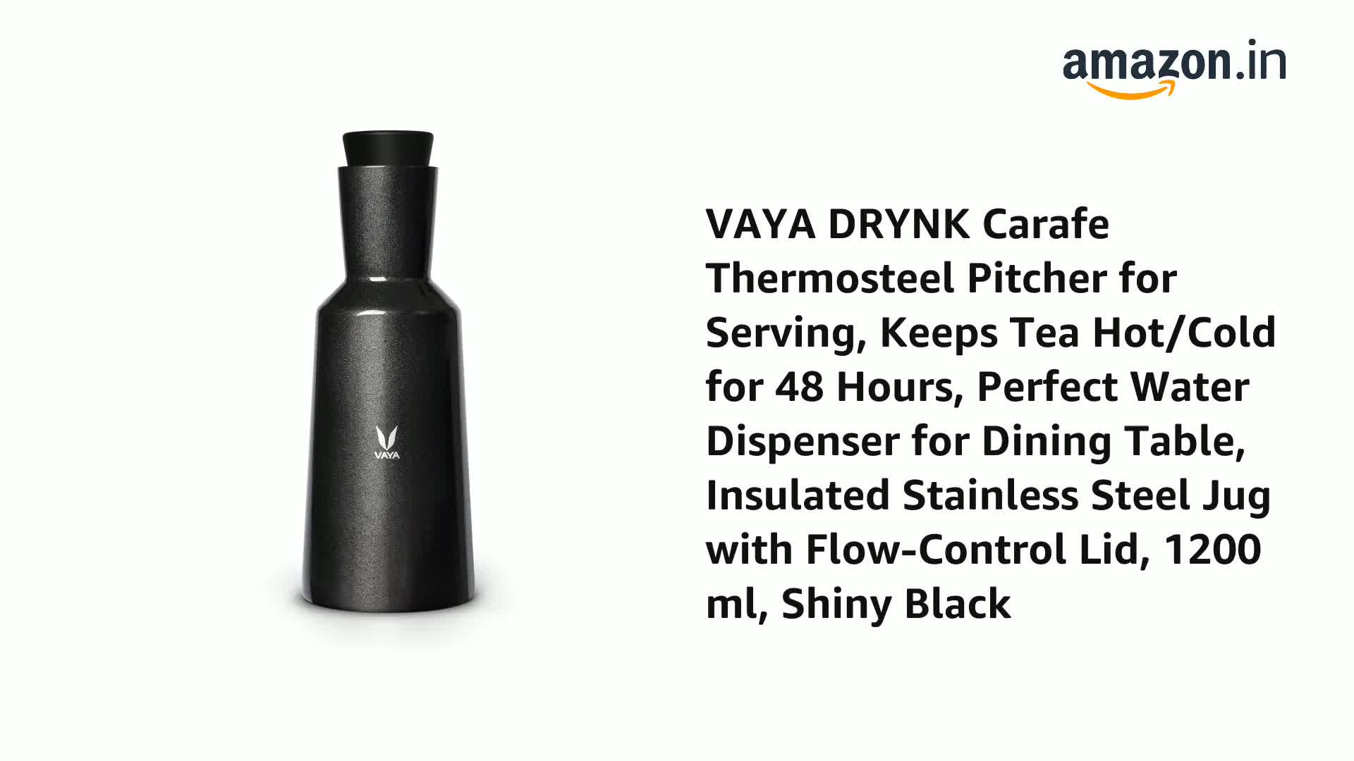 Buy VAYA DRYNK Carafe Thermosteel Pitcher for Serving, Keeps Tea