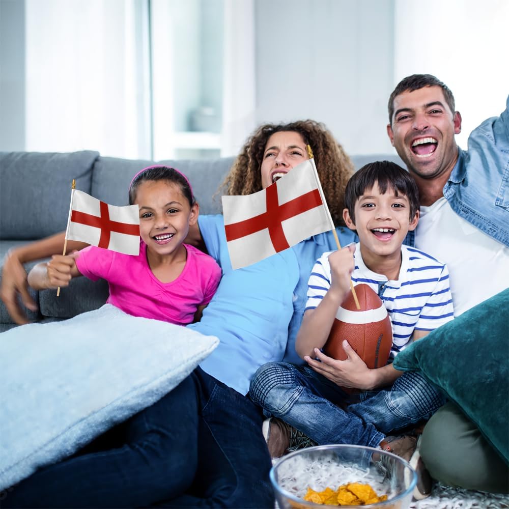 12 Pack England Handheld Stick Flag 5x8 Inch on Wood Stick English National Small Mini Handheld Flags,Party Decor Parades Festival Event Celebration. image 4