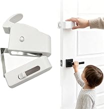 Snap On Door Lock, Child Safety Door Hook Without Drilling,Childproof Interior Doors, No Tools Installation, Temporary Door Security, Renters and Travelers, Cabinet Safety Latch, Adjustable Door Hook