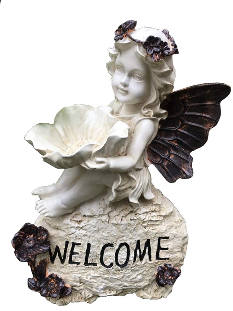 Mangeoire à oiseaux ange de jardin en résine vintage pour décoration extérieure