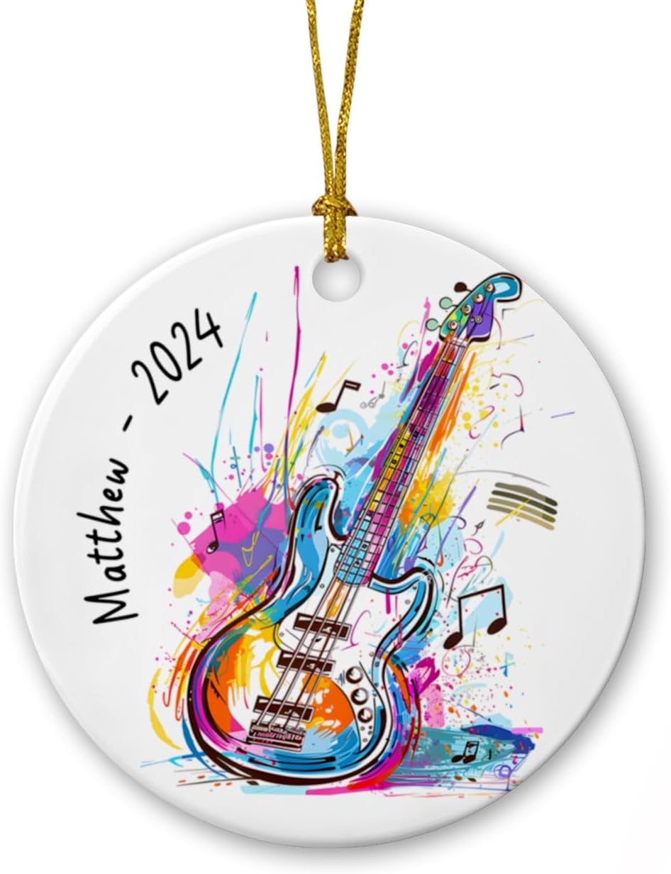 Electric Bass Guitar Xmas Ornament Gift for Music Lover