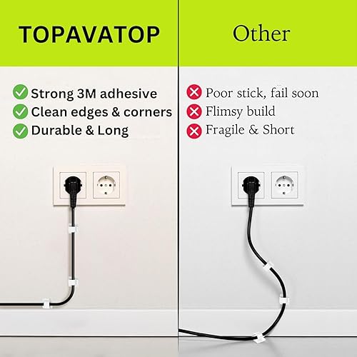 Miniatura 4 de 100 unidades Clips adhesivos para cables (pequeño, blanco y negro) clips de gestión de cables para debajo del escritorio, clips organizadores de