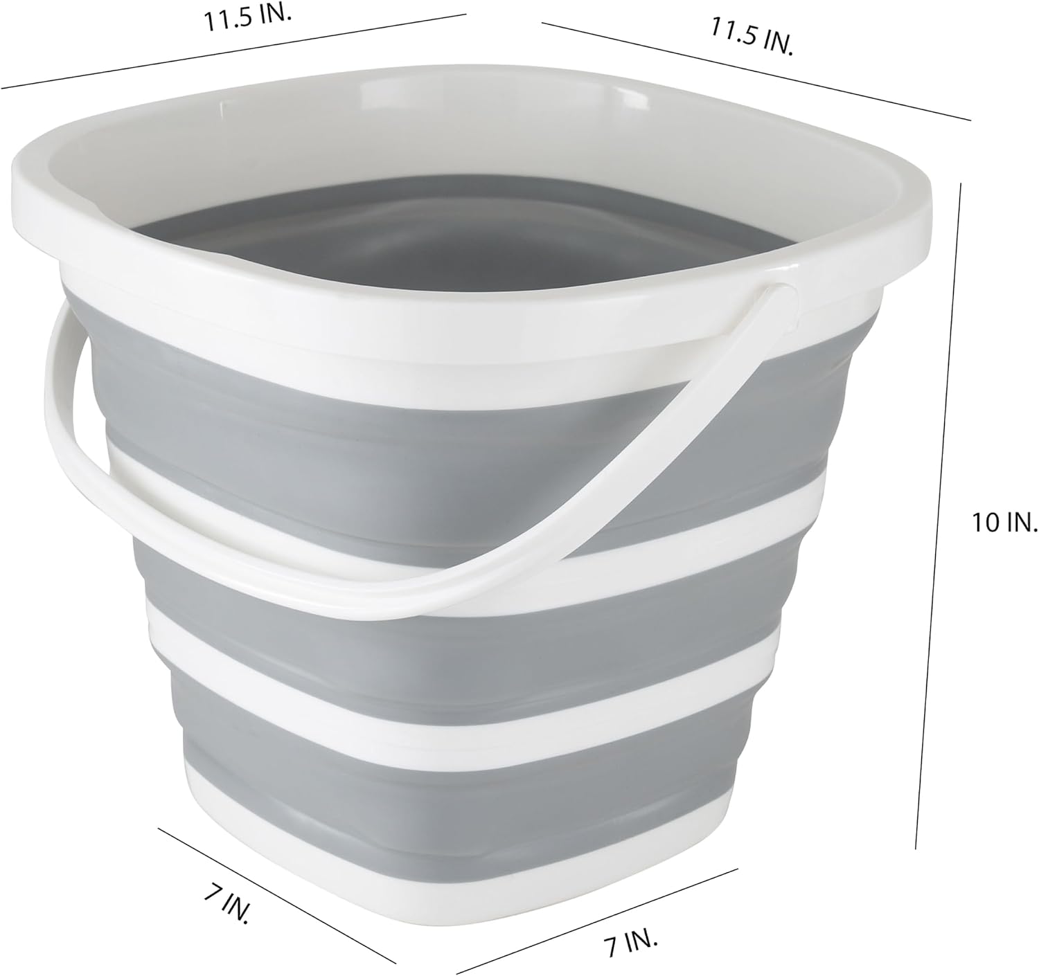 Simplify Square Bucket | Portable | Space Saver | Holds 10 Liters | Great for Cleaning | Boating | Camping Car Washing | Gardening | Cooler | White and Grey image 5