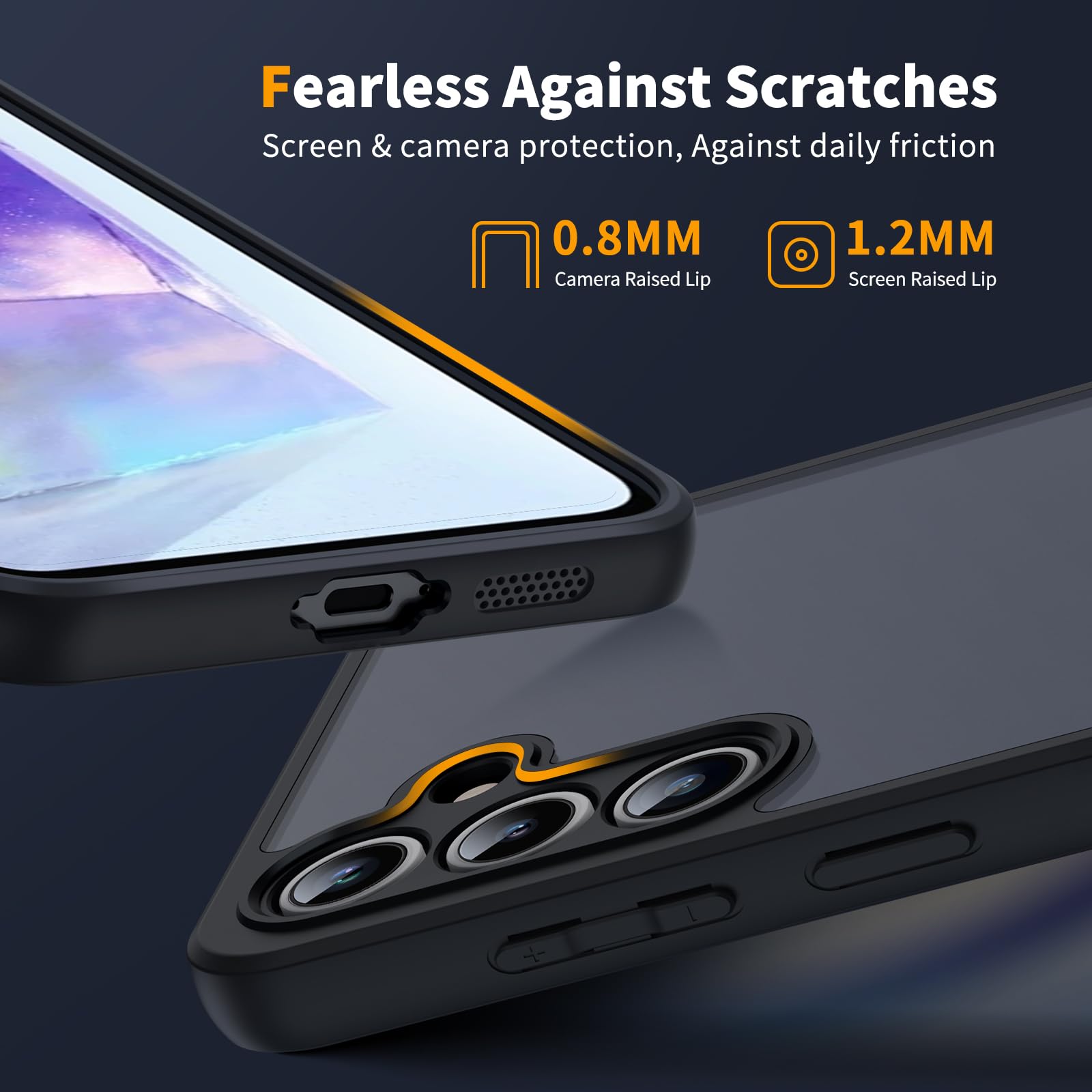 COPIKE Cover Opaca per Samsung Galaxy A55 5G e Protezione Fotocamera con 2 Pezzi Vetro Temperato, [Antiurto Grado Militare] Custodia Posteriore Glassata Traslucida Anti-Impronte, Nero