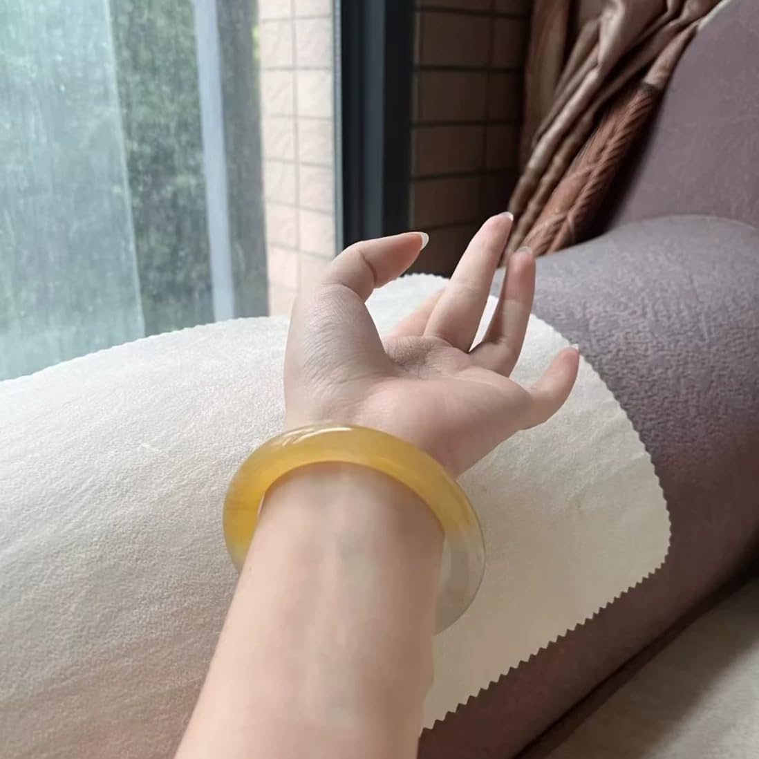 Yellow Natural HuangLongYu Bangle Bracelet for Women Healing Protection Good Luck Natural Gemstone Fengshui Jewelry for Wife Mother's Day Gift for Mom - Image 5
