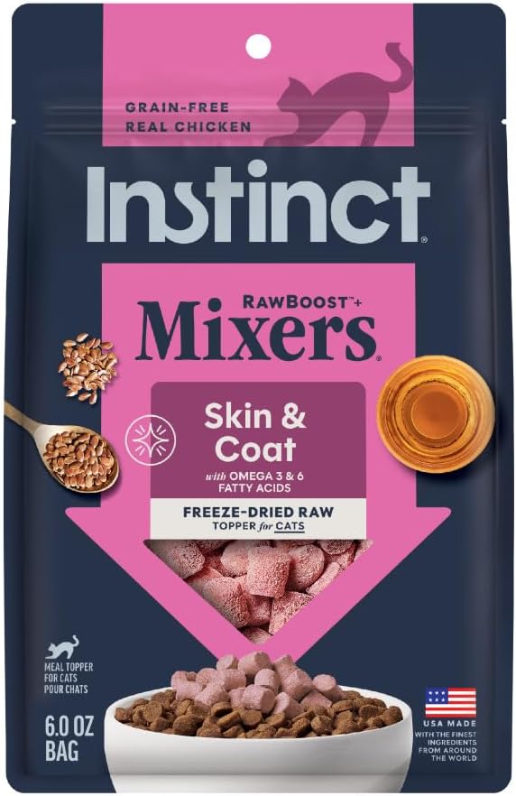 Instinct Freeze Dried Raw Boost Mixers Grain Free Skin & Coat Health Recipe All Natural Cat Food Topper by Nature's Variety, 5.5 oz. Bag