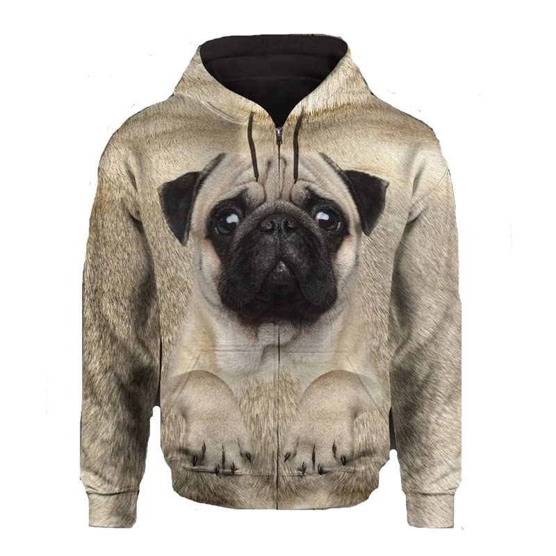 Sweat carlin imprimé 3D homme femme à capuche manches longues gris