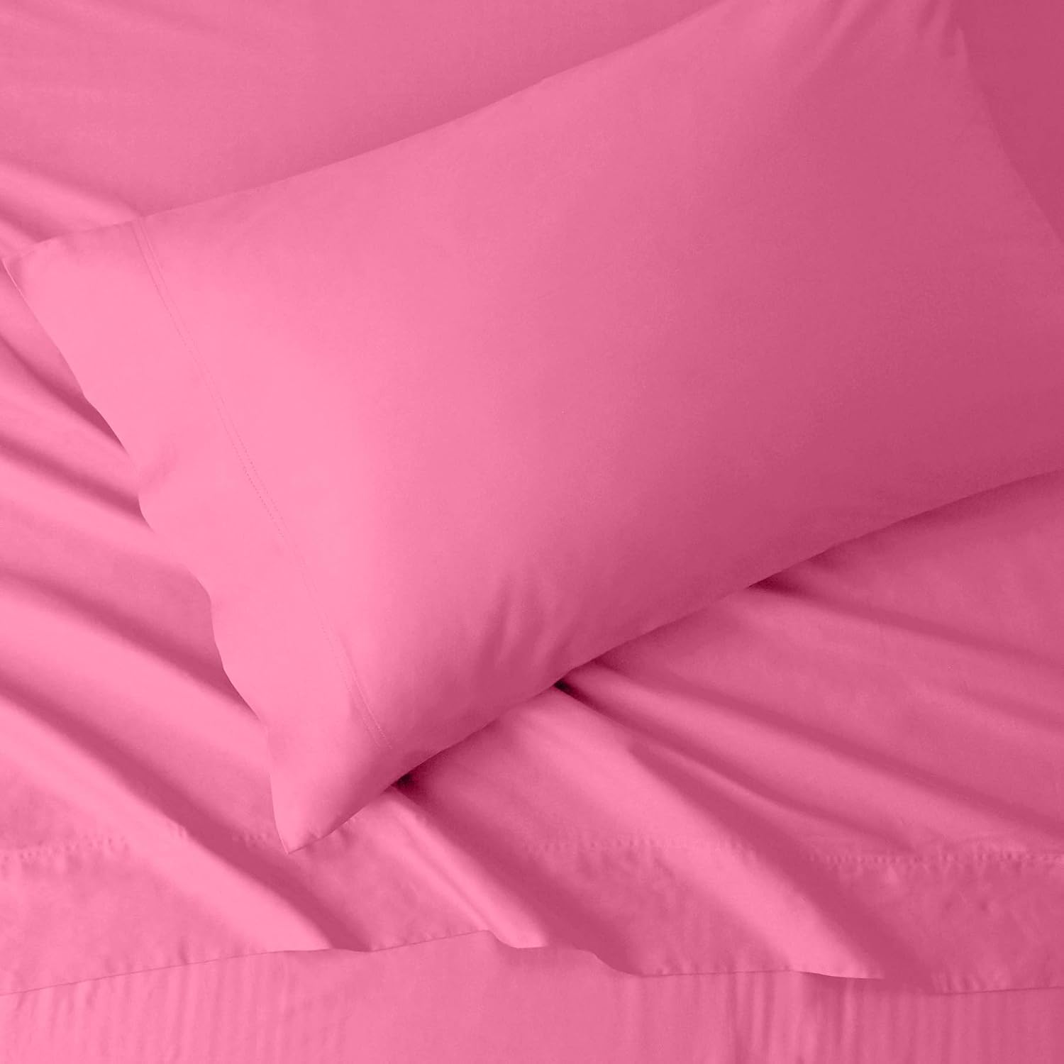 Amazon Basics Kids 100% Cotton Durable, Super Soft Sheet Set -3pcs, Full, Magenta Pink