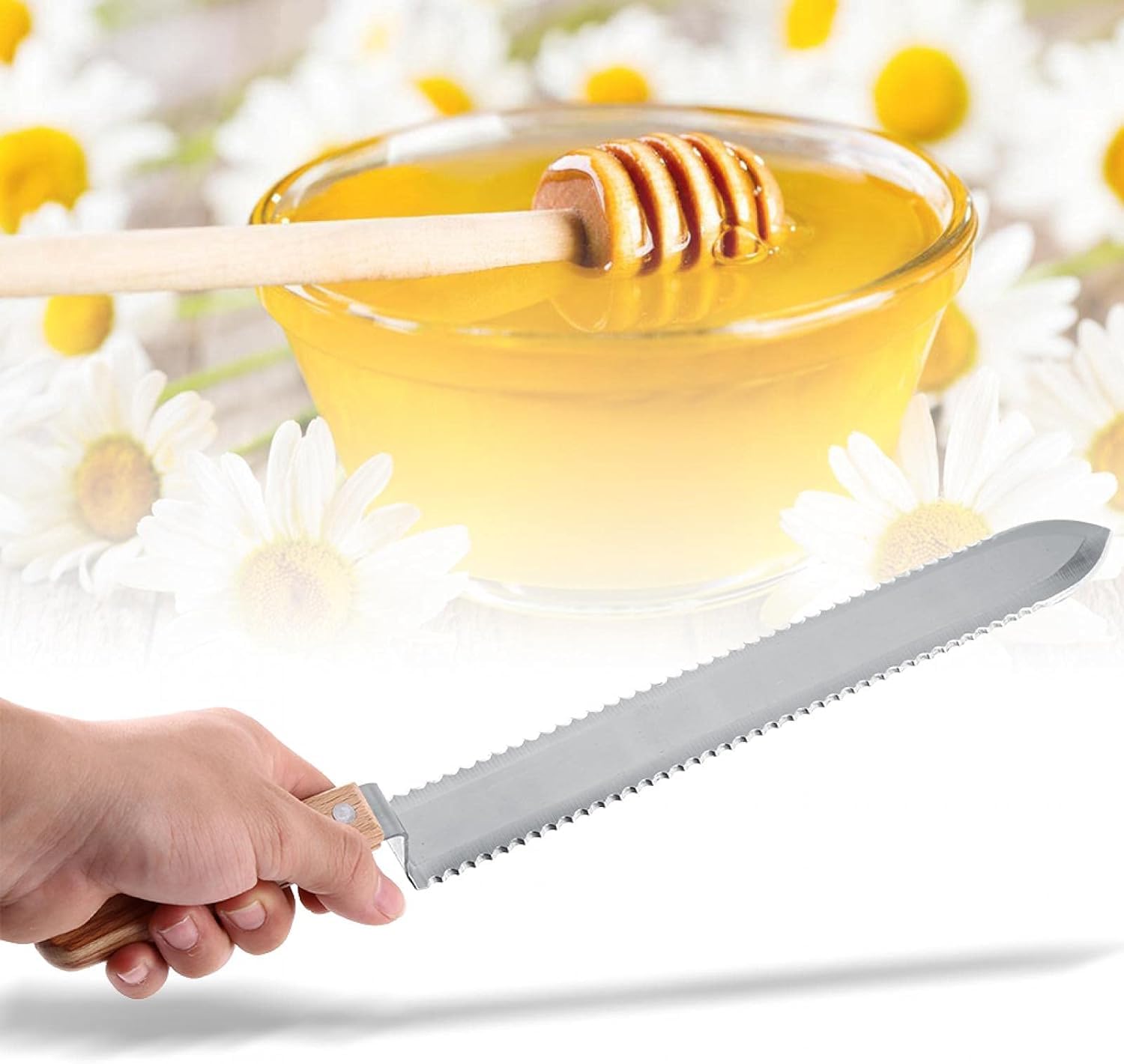 Couteau à Miel d'apiculture, Couteau à grattoir à Miel dentelé en Acier Inoxydable, Coupe-Abeille, Outil Manuel pour Ruche, équipement d'extraction de Miel, grattoir à Miel d'apiculture
