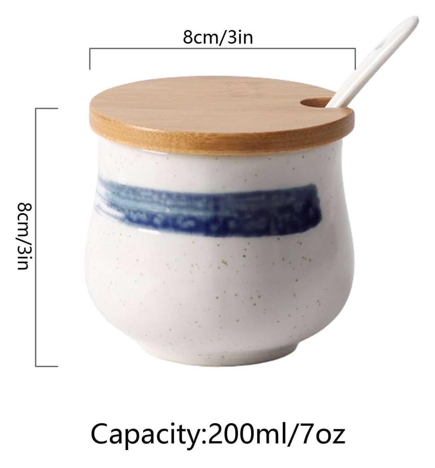 Sucrier, sucrier, sucrier japonais avec couvercle, pot de rangement en céramique rétro, petit pot à sucre, pot à épices for récipient à sucre, for café-bar, restaurant,(F)