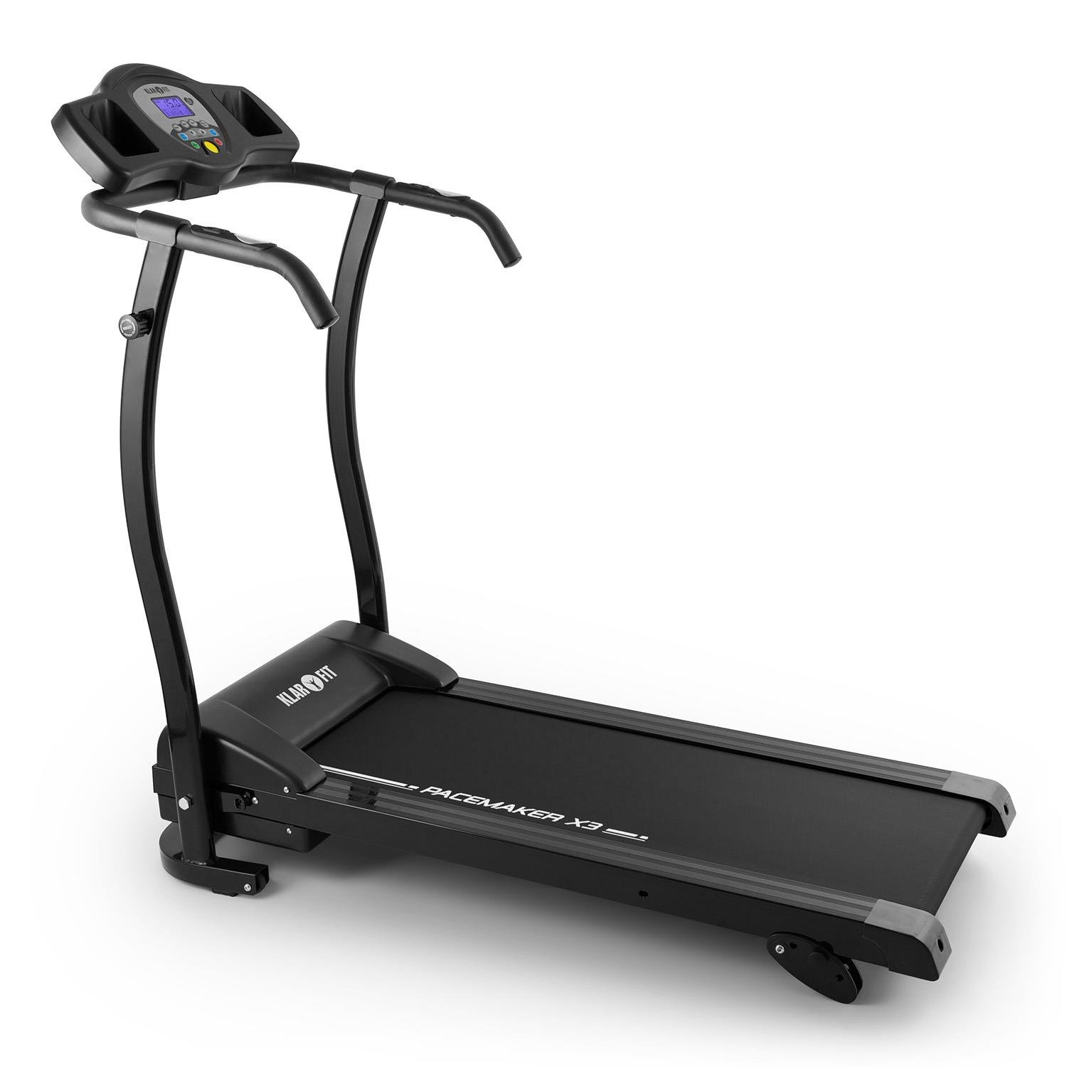 Klarfit Pacemaker X3 Bieżnia - 1,5 KM treadmill, Bieżnia z komputerem treningowym, Prędkość: 0,8-12 km/h, Wyświetlacz LCD, 12 programów, Pulsometr, antracytowa