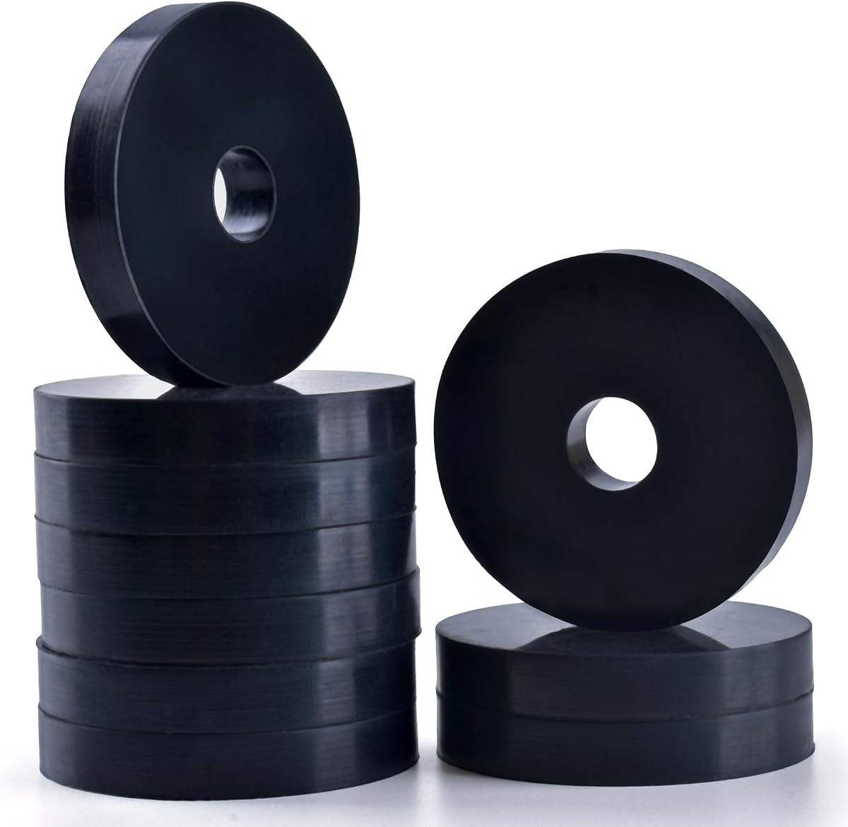 Arandela de goma 10 piezas 1 1/2 pulgadas de diámetro exterior x 3/8 pulgadas de diámetro interior x 1/4 pulgadas de espesor | Arandela plana negra, espaciador de goma para pernos, tornillos, grifos, electrodomésticos