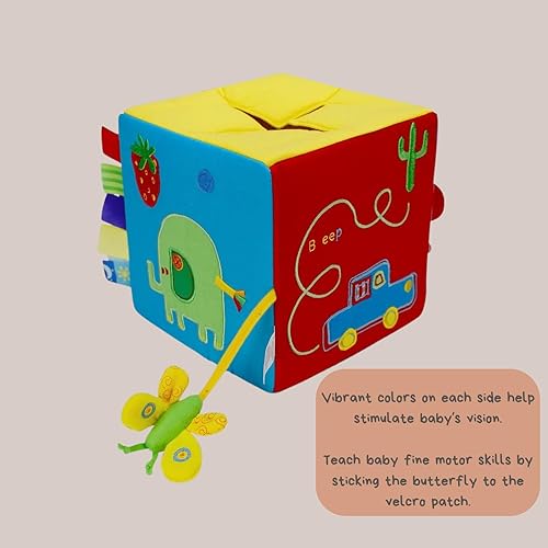 Miniatura 9 de Genius Baby Toys | Caja de regalo y juego original de sorpresa, bordado a mano con 8 juguetes sensoriales y táctiles de felpa para bebés, cubo