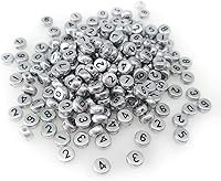 Vista 31 de 800 cuentas redondas blancas de letras del alfabeto acrílico de 4x7mm de la A a la Z, formas mixtas de plástico, cuentas sueltas a granel