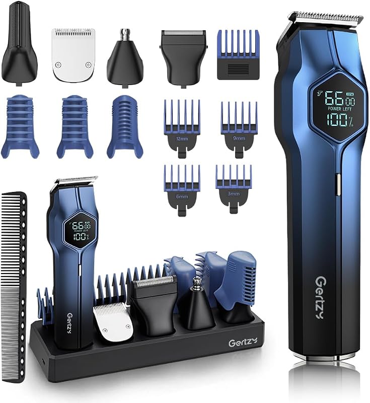 Aparador elétrico GERTZY 5 em 1 com cabeças magnéticas, recarregável, IPX7, azul