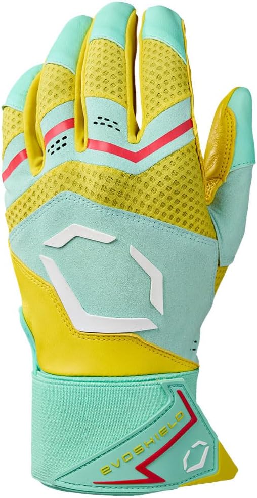 EvoShield Adult Limited Edition Carbyne Batting Gloves w/Strap Yellow/Red X-Large