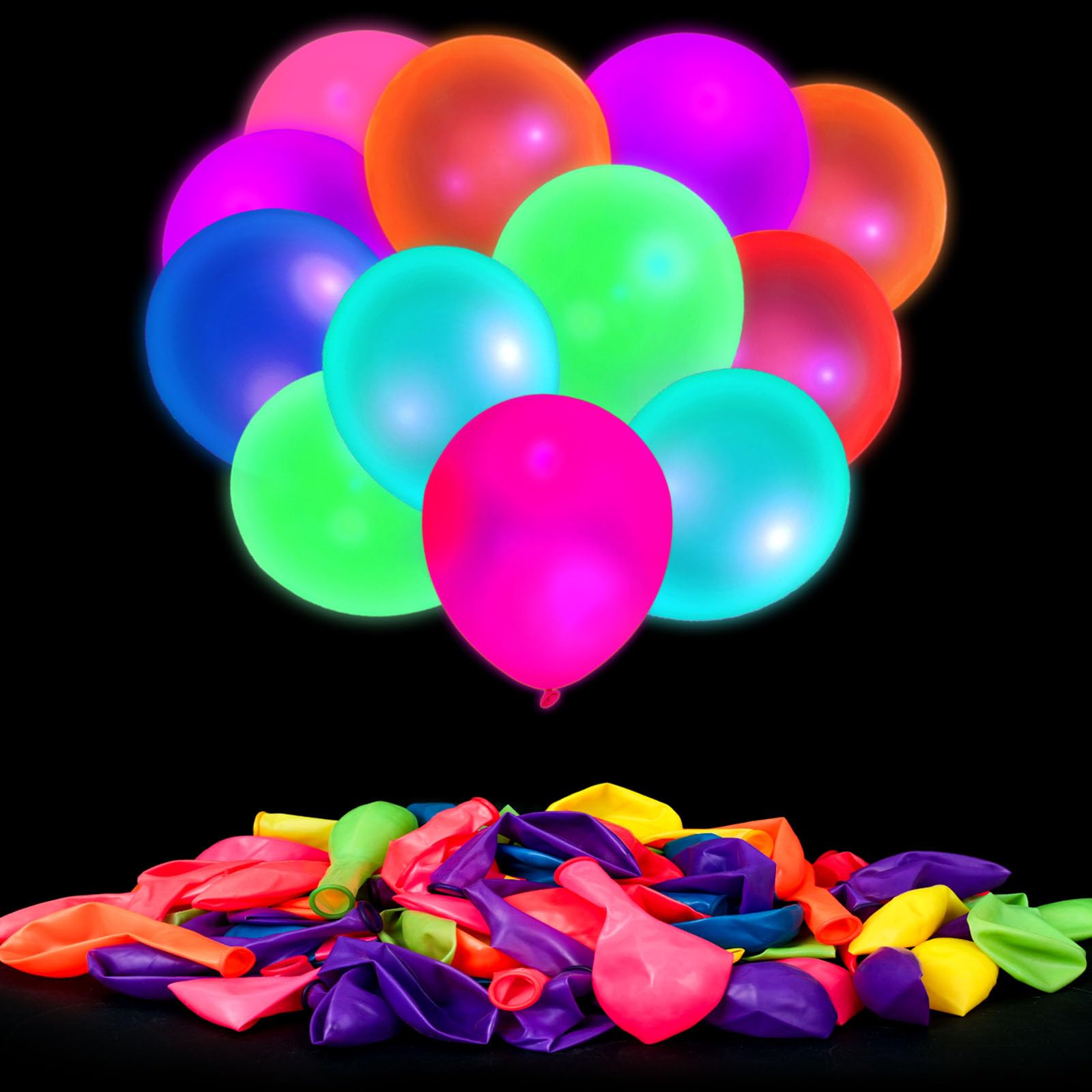 50PCS Glow Balloons Bulk, 12" UV Party Set Fluorescent Balloon for Birthday & Wedding Party Decorations