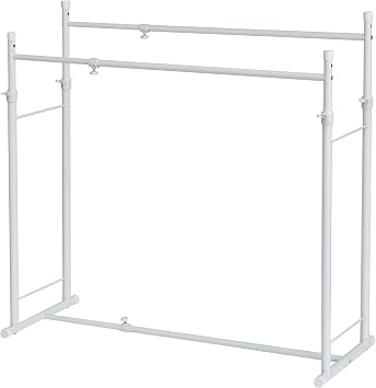HEIAN SHINDO OHW-20 Hanger Rack, Double Drawer, Closet, Vertical and Horizontal, Extendable, White, Width 29.5 - 51.2 inches 75 - 130 cm, Height 31.9 - 43.7 inches 81 - 110 cm, Depth 15.7 inches 40 cm, Total Load Capacity 5.7 lbs 26 lbs 26 kg