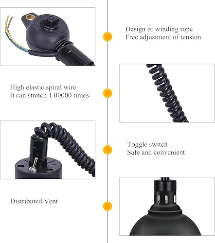 Miniatura 4 de JIAWANSHUN Lámpara de calor retráctil para alimentos con bombilla de calefacción de 250 W para restaurante colgante de alimentos, lámpara de buffet