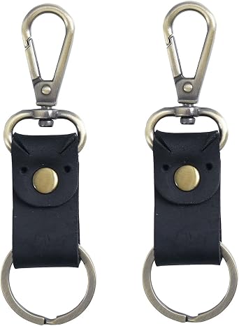 2pcs Small Leather Keychain Key Holder Belt Key Chain Ring Key Fob for Man and Women