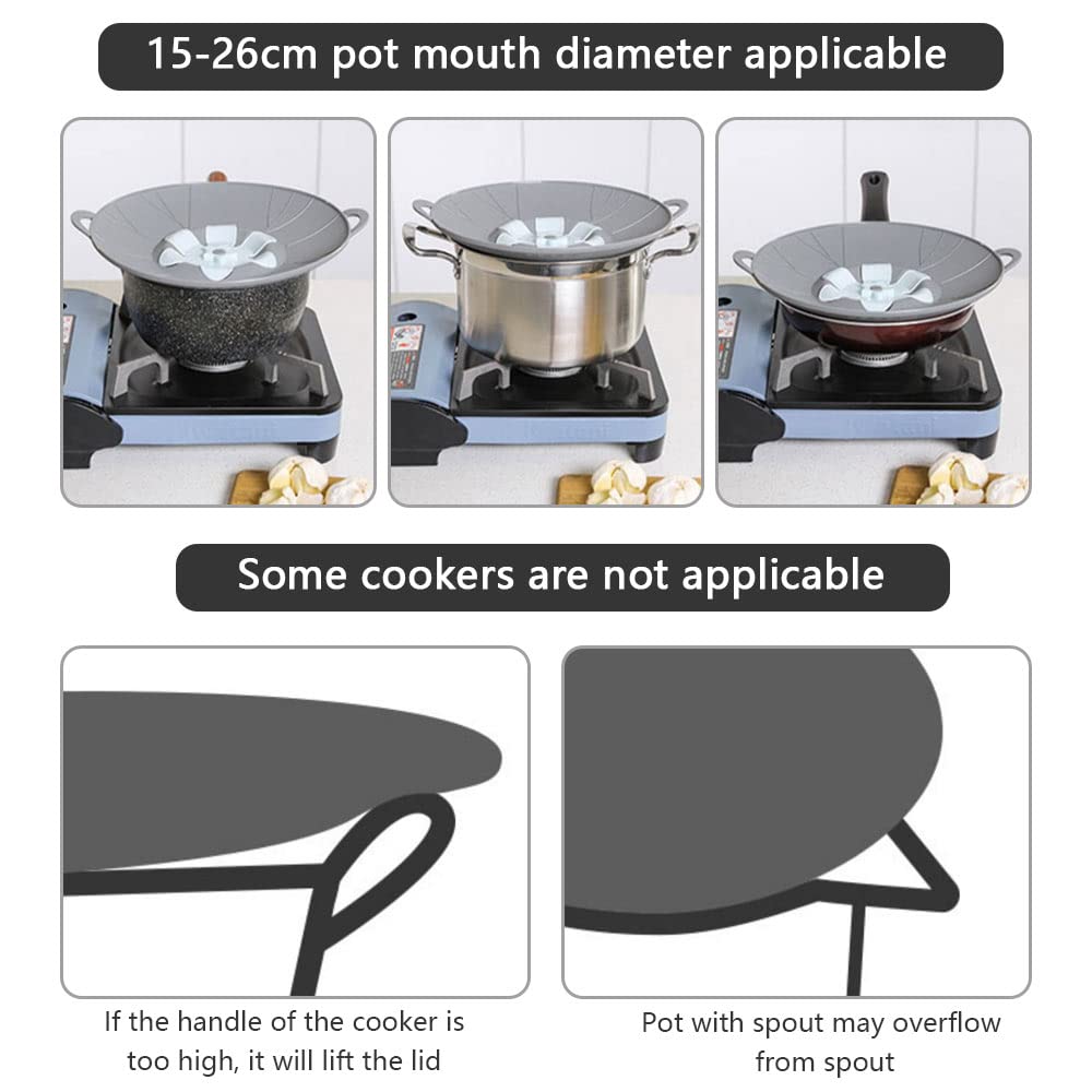 Couvercle Anti-débordement En Silicone - Pour Casseroles 15 à 26 Cm, Résiste à 230°C, Poignée Anti-brûlure - 11
