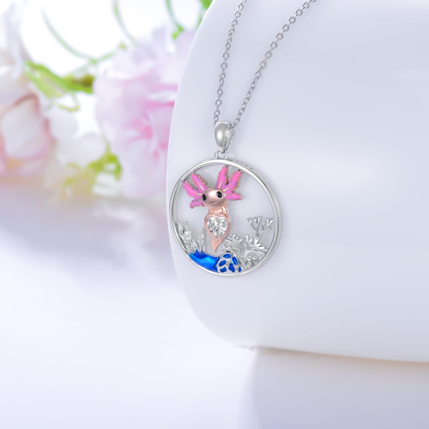 LONAGO Axolotl Necklace Sterling Silver Mexican Axolotl Pendant Necklaces Gift for Women - Image 2