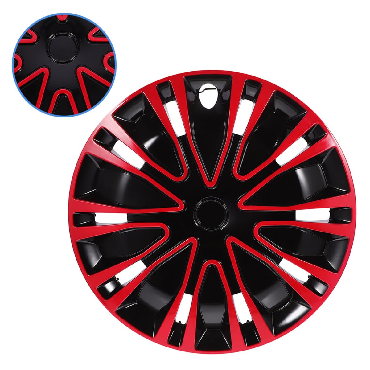 COLLBATH Enjoliveur 16 Pouce en PP pour Voiture, Cache Jante Rouge, Facile à Installer et Protège Les Débris, Enjoliveurs de Moyeu de Roue Automobile
