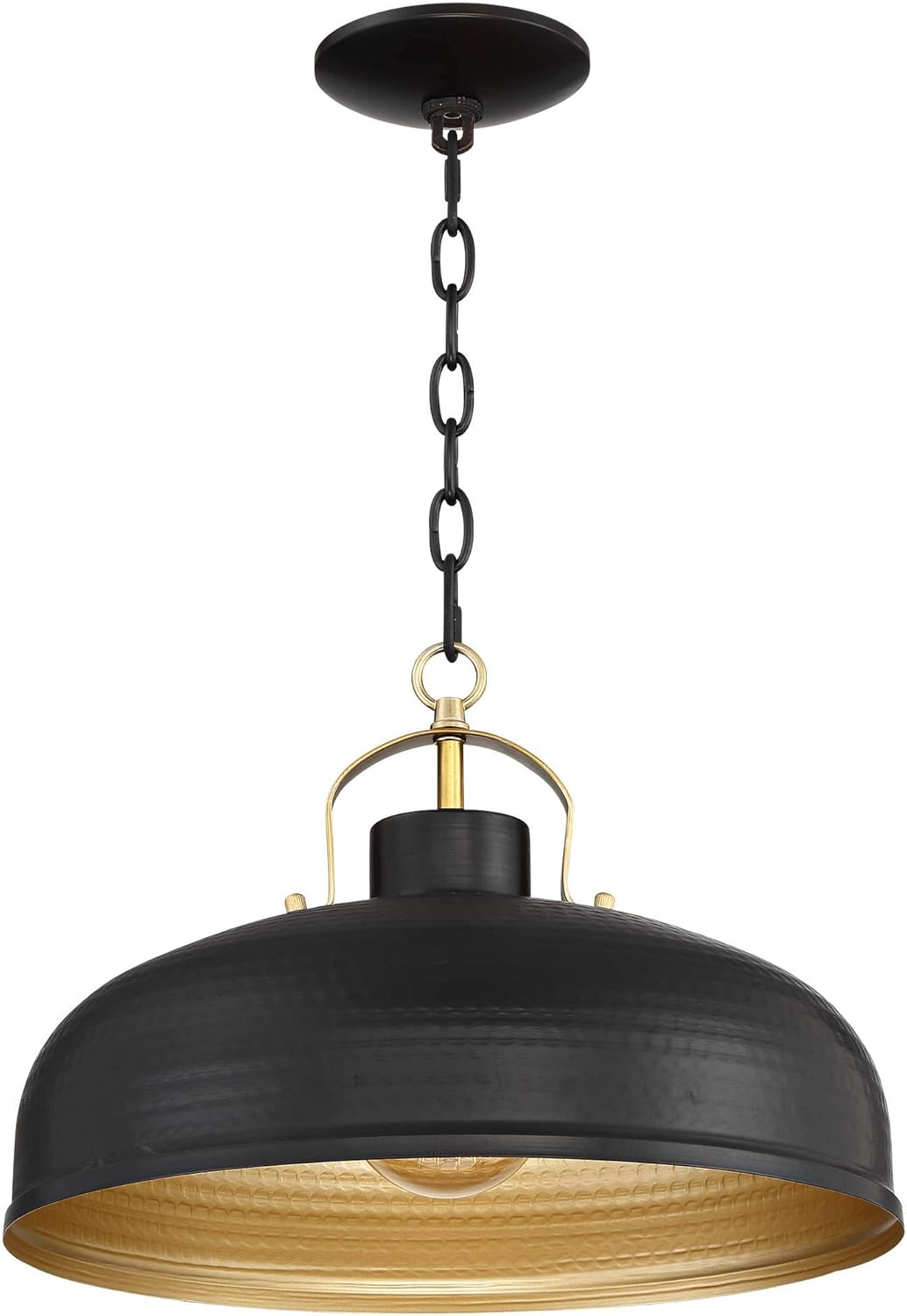 Possini Euro Design Camden Black Warm Brass Hanging Pendant Lighting 15 3/4" Wide Farmhouse Industrial Rustic Dome Shade for Dining Room Living House Home Foyer Kitchen Island Entryway Bedroom