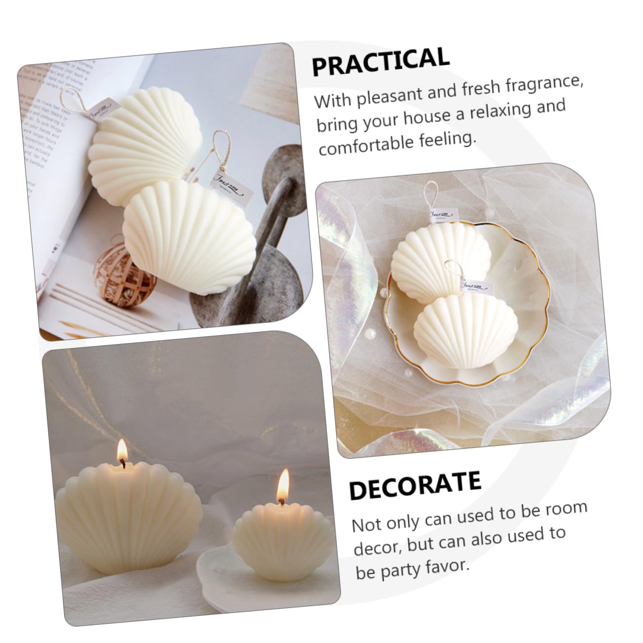 3 Stück Muschel Aromatherapie Ornamente Duftkerze Mit Muscheln Kerzen Muschel Conch Aromatherapie Kerze Einzeldocht Aromatherapie Kerze Wachs Aromatherapie Muschelkerzen