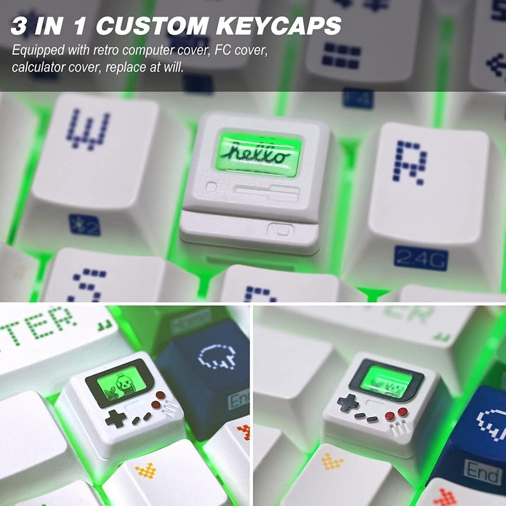 Retro Computer Artisan Keycap - 3-in-1 Classic 80s Industrial Style Custom Keycaps