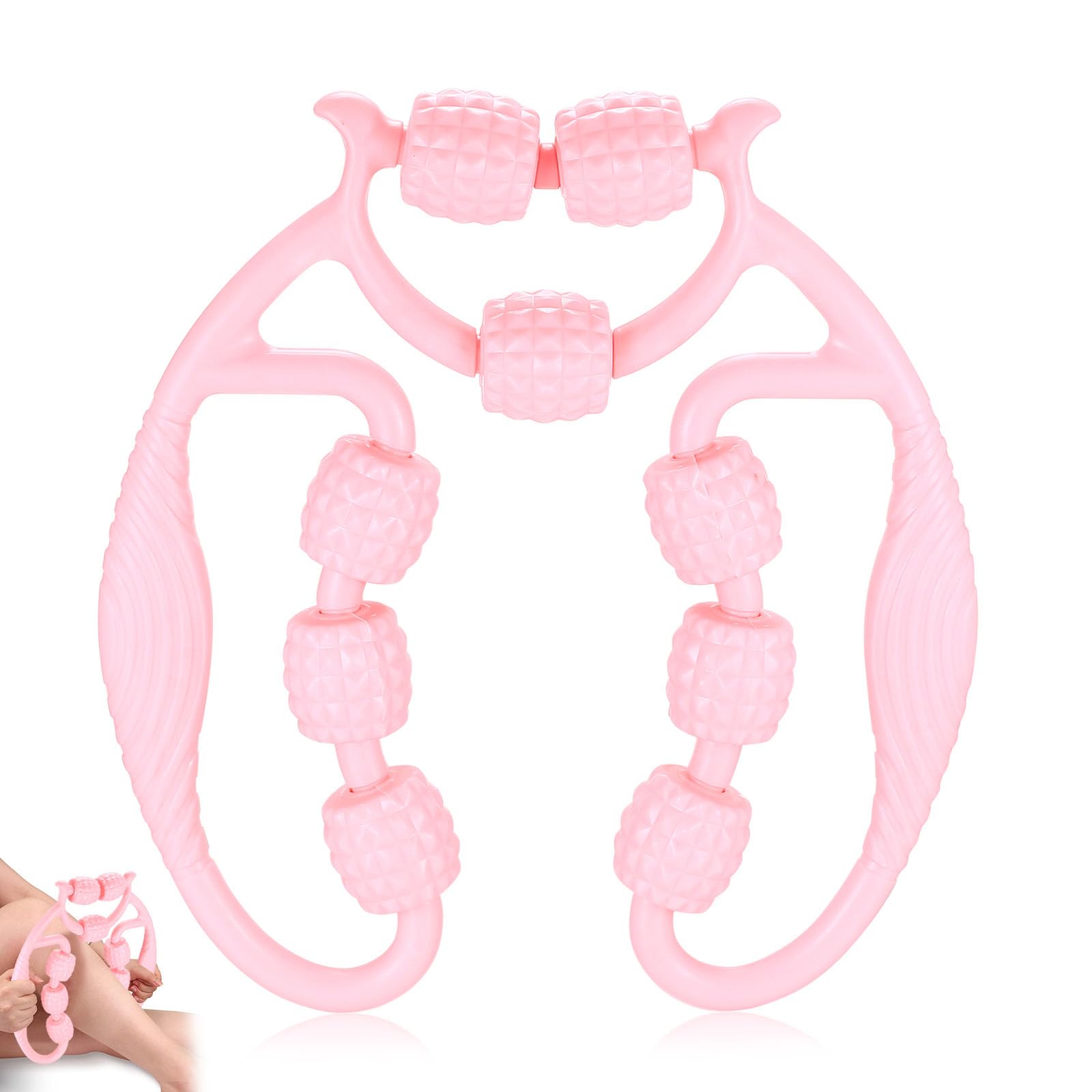 Leg Massager Roller, Anti-Cellulite Massager for Thighs and Calves – Ergonomic Design, Soft Material (Pink)