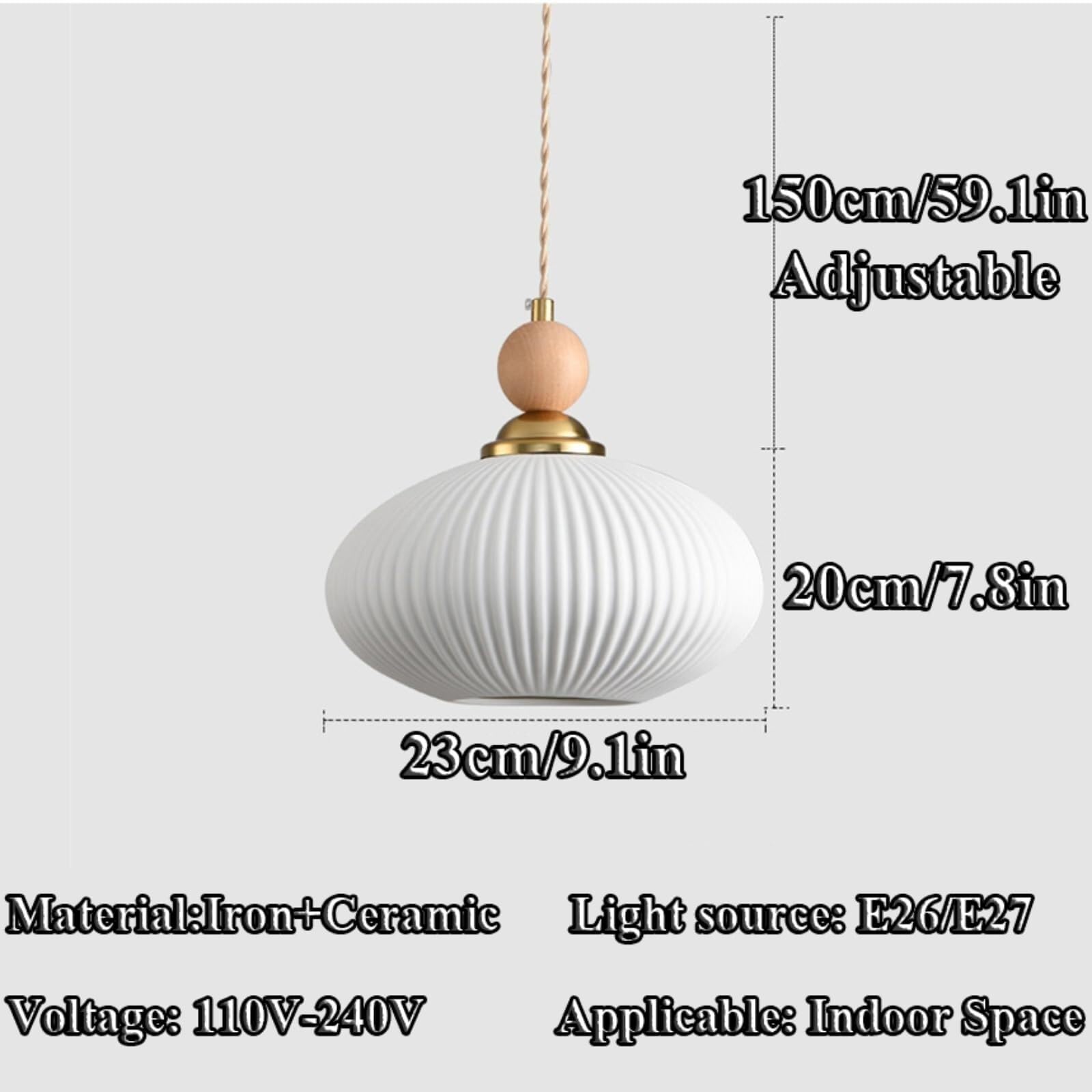 Lámpara con pantalla de cerámica blanca, base E26/E27. araña, lámpara for muebles hogar for comedor, cafetería y sala estar