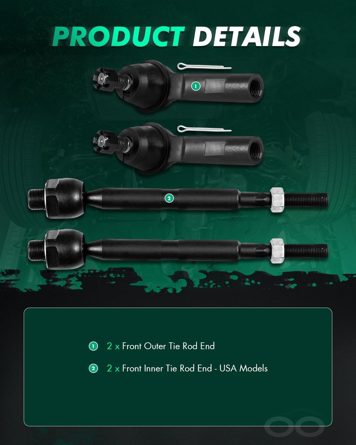 SCITOO 4pcs Front Suspension Kit For Honda CR-V 2007-2011 (w/Parts Inner Tie Rod End, Outer Tie Rod End)