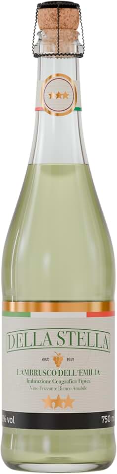 Della Stella Vinho Italiano Lambrusco Dell'Emilia IGT Branco Amabile Frisante 750ml
