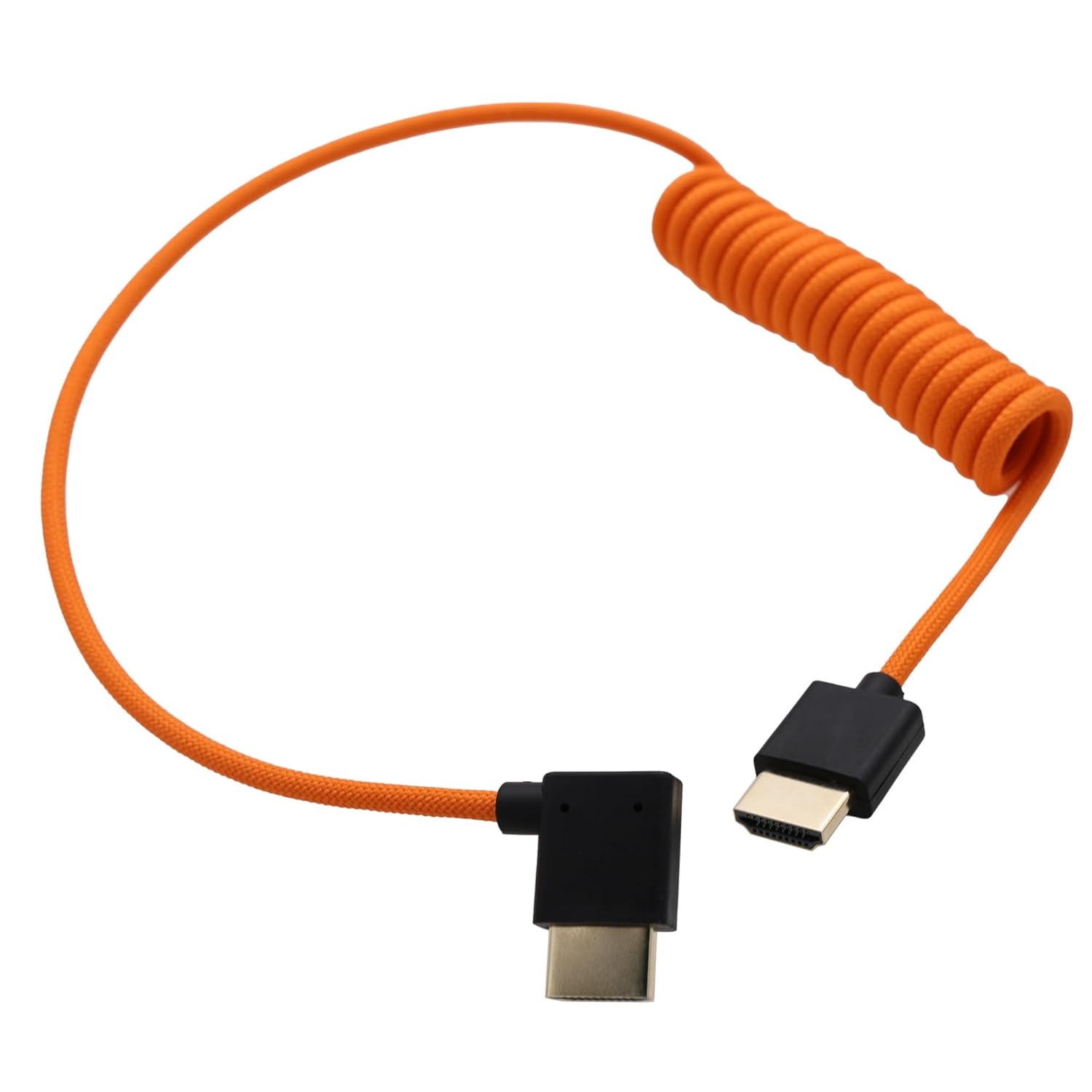 HDMI 8K 4K ProRes Cable for Camera Monitor Gimbal, ATOMOS Ninja V Shinobi, Sony FX30 A7IV, Canon Lumix Nikon, BMPCC6K, FEELWORLD Portkeys SmallHD, Up Down Angled, 50cm Spiral